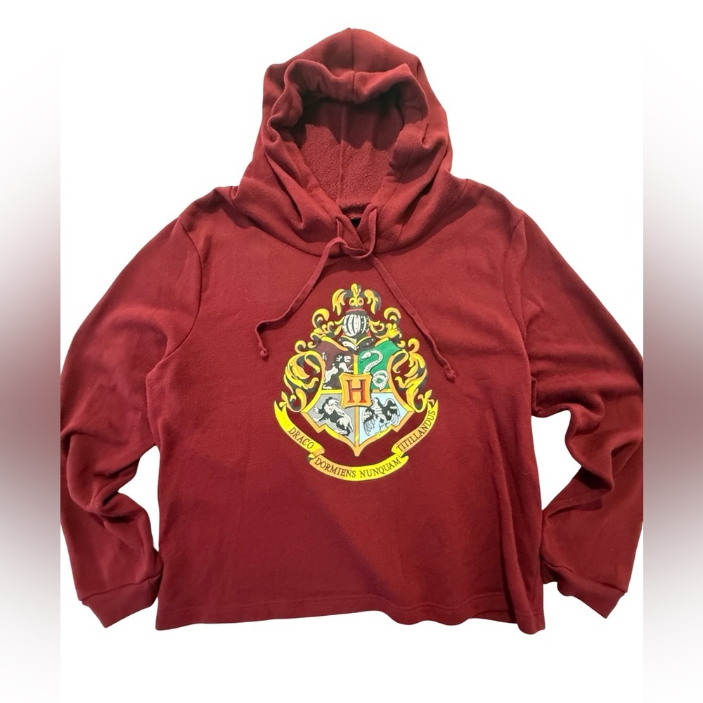Harry Potter Hogwart Crest Hoodie Maroon Pullover size 2x Lightweight Comfy Soft